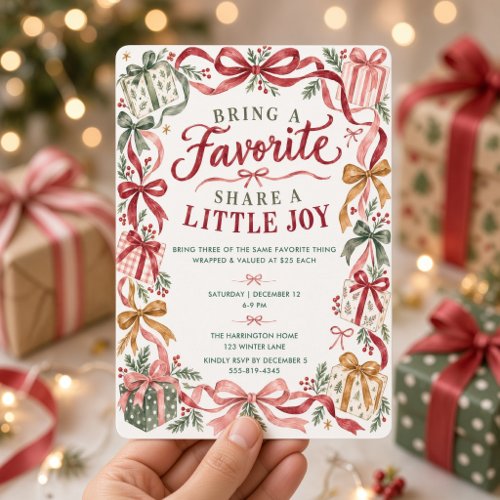 Watercolor Gifts Bows Christmas Favorite Things  Invitation