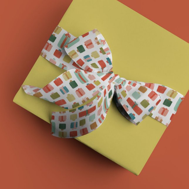 Watercolor Gifts Christmas Presents Grosgrain Ribbon (Watercolor gifts on this playful ribbon.)