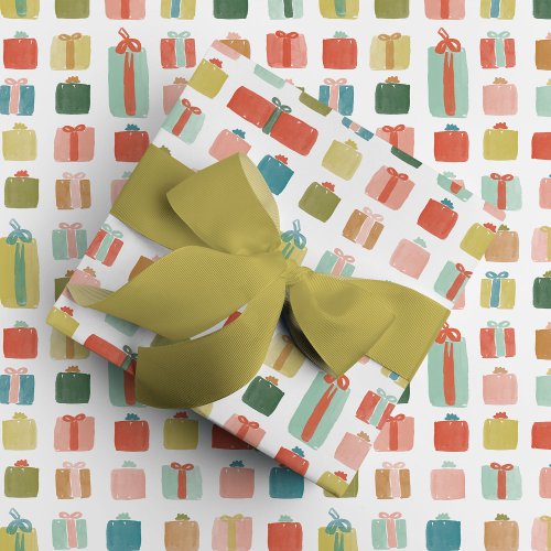 Watercolor Gifts Christmas Presents Wrapping Paper
