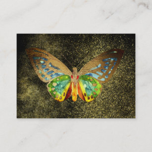 ** Watercolor Gilded Gold Butterfly Gold Glitter Business Card