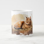 Watercolor Ginger Cat On Hay Giant Coffee Mug