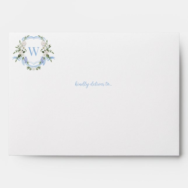 Watercolor Ginger Jar Monogram Crest, Chinoiserie Envelope (Front)