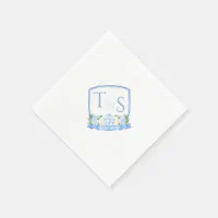 Watercolor Ginger Jar Monogram Wedding Crest Napkins