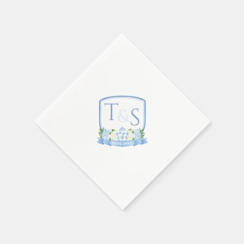 Watercolor Ginger Jar Monogram Wedding Crest Napkins