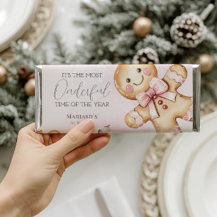 watercolor Gingerbread 1st birthday Christmas Hershey Bar Favors