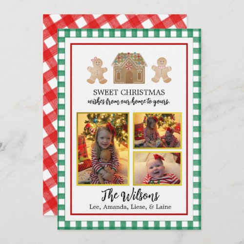 Watercolor Gingerbread and Plaid Christmas Card