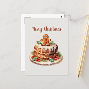 watercolor gingerbread cake add text postcard