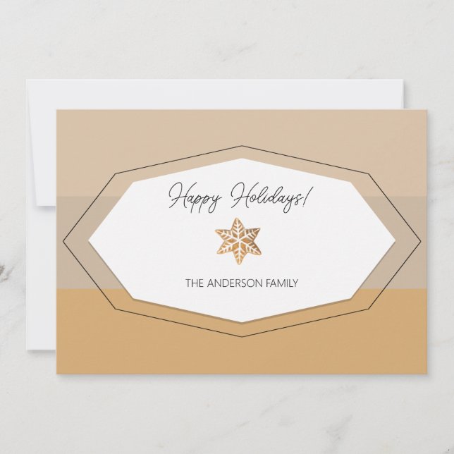Watercolor Gingerbread Caramel Tones  Holiday Card (Front)