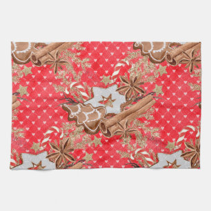 Watercolor Gingerbread Cookies Christmas Kitchen Towel