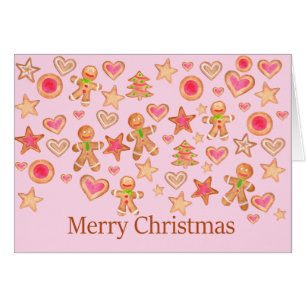 Watercolor Gingerbread Cookies Merry Christmas Cards