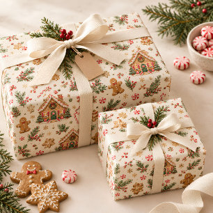Watercolor Gingerbread House Christmas Wrapping Paper Sheets