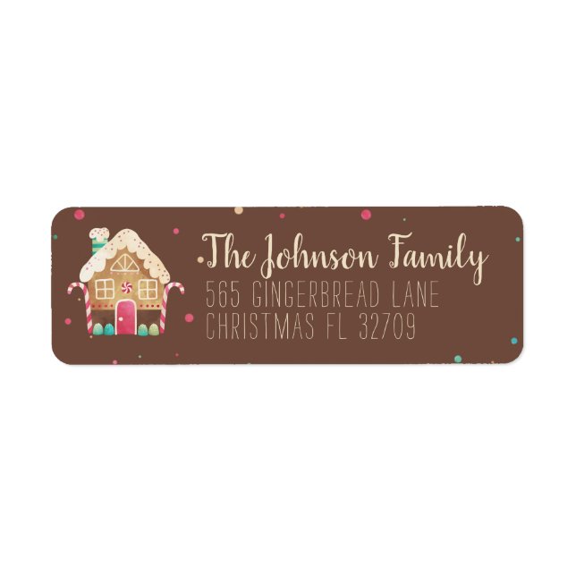 Watercolor Gingerbread House Festive Typography Label (Front)