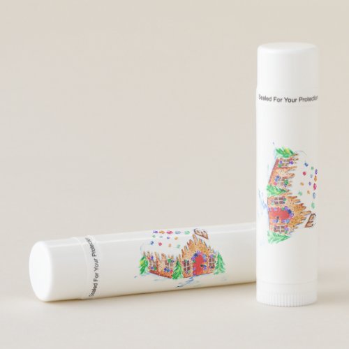 Watercolor Gingerbread House Merry Christmas Cute Lip Balm