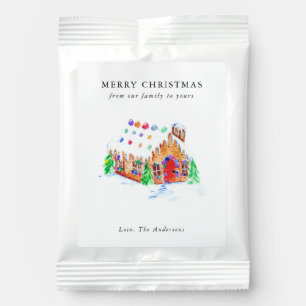 Watercolor Gingerbread House Merry Christmas Cute Margarita Drink Mix