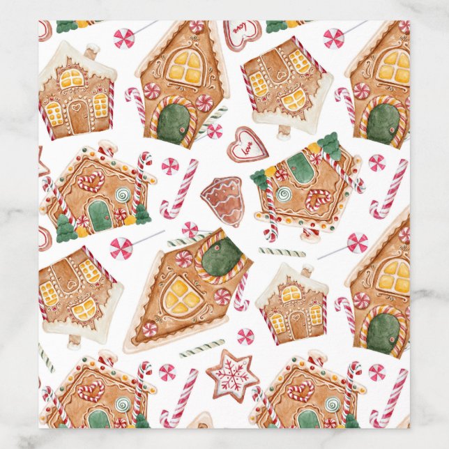 Watercolor Gingerbread Houses Pattern Holiday Envelope Liner (Design)