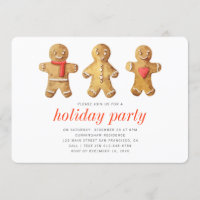 Watercolor Gingerbread Man Holiday Party Invitation