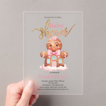 Watercolor Gingerbread Pink Baby Shower Acrylic Invitations