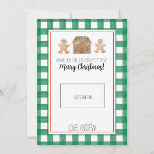 Watercolor Gingerbread Teacher Christmas Gift Card