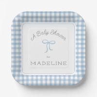 Watercolor Gingham Light Blue Baby Shower