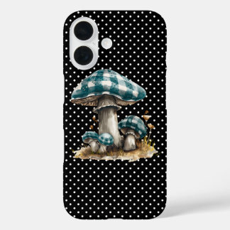 Watercolor Gingham Mushroom Garden  iPhone 16 Case