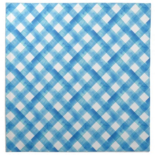 Watercolor Gingham Napkin in Cerulean