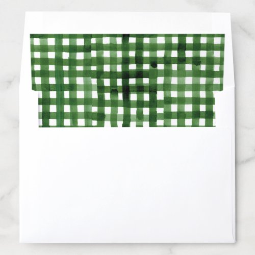 Watercolor Gingham Pattern Holiday Envelope Liner