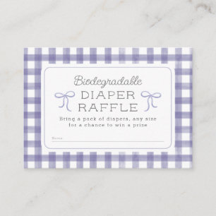 Watercolor Gingham Purple Diaper Raffle Enclosure Card