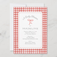 Watercolor Gingham Red Baby Shower