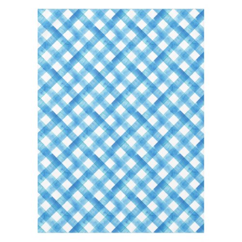 Watercolor Gingham Tablecloth in Cerulean