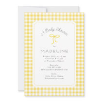 Watercolor Gingham Yellow Baby Shower Invitation