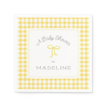 Watercolor Gingham Yellow Baby Shower Napkins