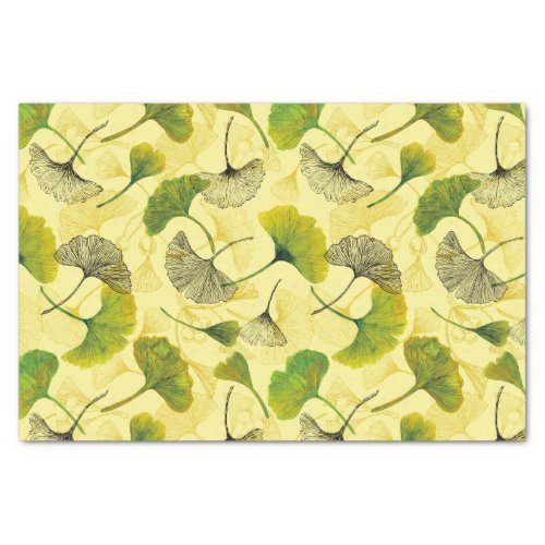 Watercolor Ginkgo Biloba Botanical Leaves Pattern Tissue Paper