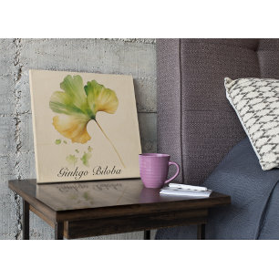 Watercolor Ginkgo Biloba Leaf Botanical Wellness Wood Wall Art