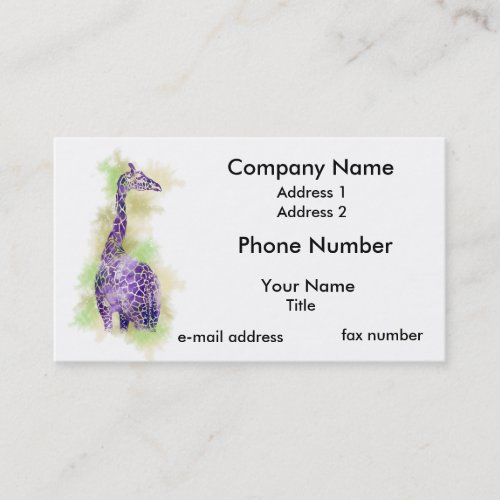 Watercolor Giraffe 1 Business Card Templates