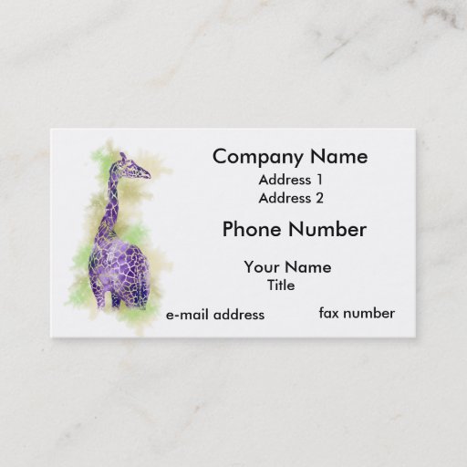 Customizable Watercolor Giraffe 1 Business Card Templates