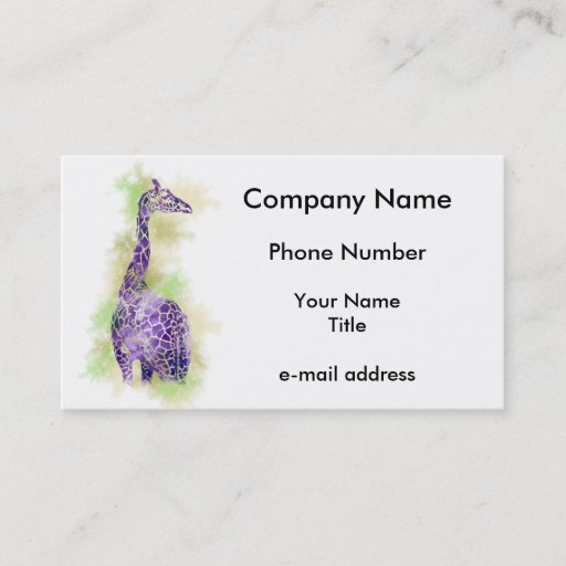 Customizable Watercolor Giraffe 1 Business Card Templates