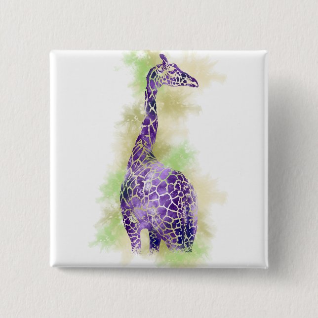 Watercolor Giraffe 1 Pinback Button (Front)