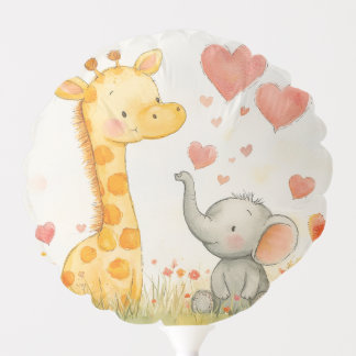 Watercolor Giraffe and Elephant  Balloon
