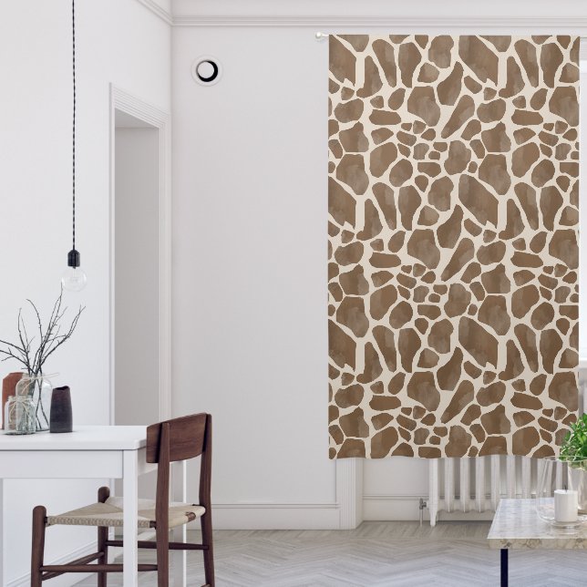 Watercolor Giraffe Animal Print Pattern Blackout Curtains (Living Room)