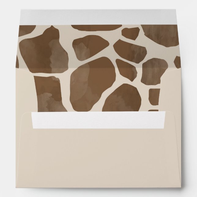 Watercolor Giraffe Animal Print Pattern Envelope (Back (Bottom))