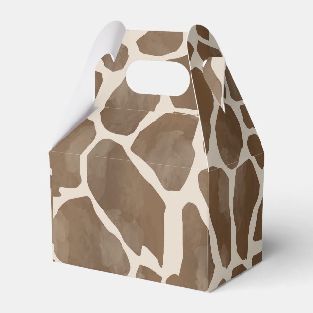 Watercolor Giraffe Animal Print Pattern Favor Boxes (Front Side)
