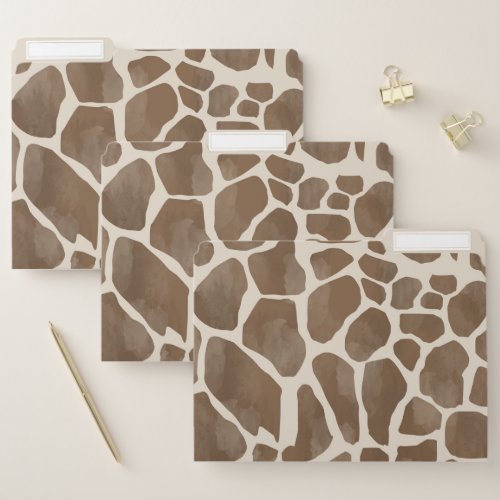 Watercolor Giraffe Animal Print Pattern File Folder