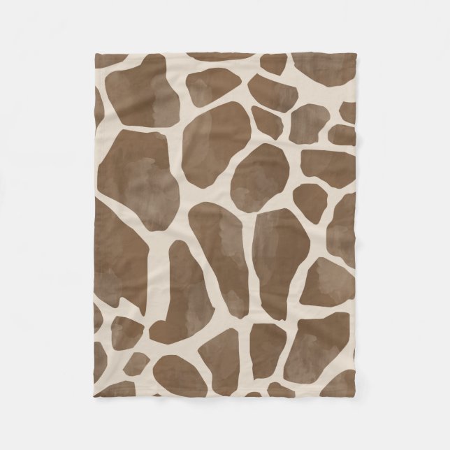 Watercolor Giraffe Animal Print Pattern Fleece Blanket (Front)