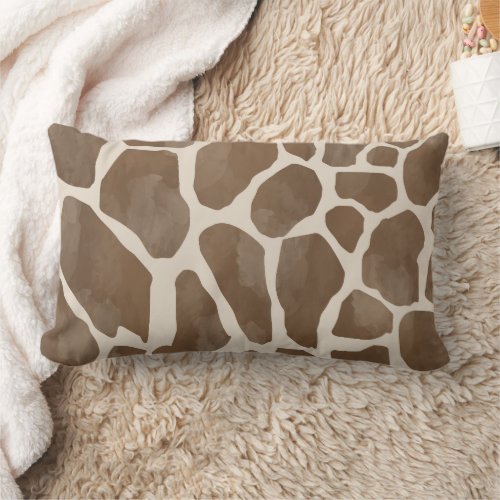 Watercolor Giraffe Animal Print Pattern Lumbar Pillow