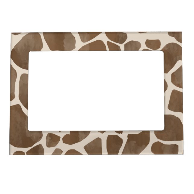 Watercolor Giraffe Animal Print Pattern Magnetic Frame (Front)