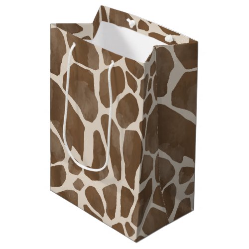 Watercolor Giraffe Animal Print Pattern Medium Gift Bag