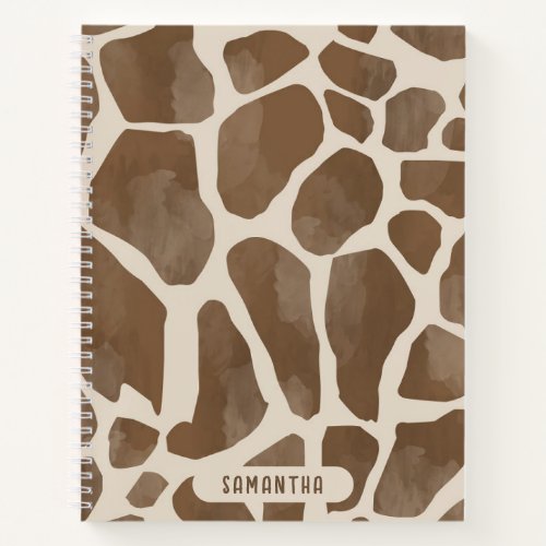 Watercolor Giraffe Animal Print Pattern Notebook