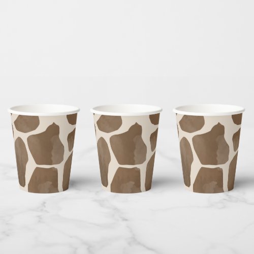 Watercolor Giraffe Animal Print Pattern Paper Cups