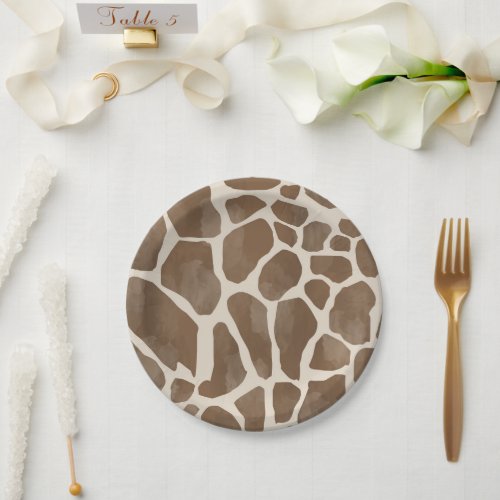 Watercolor Giraffe Animal Print Pattern Paper Plates