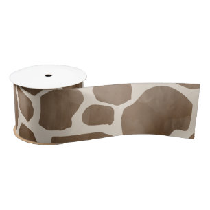 Watercolor Giraffe Animal Print Pattern Satin Ribbon